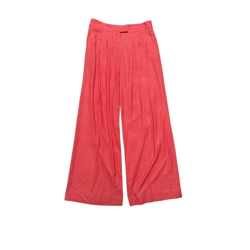 Veronica Beard Pants Womens 10 Coral Pink Wide Leg High Rise Pleated